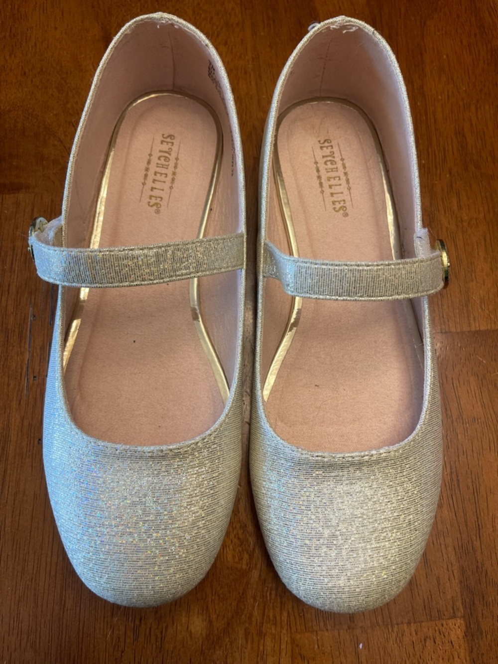 Seychelles Girls Glitter Mary Janes in Light Gold